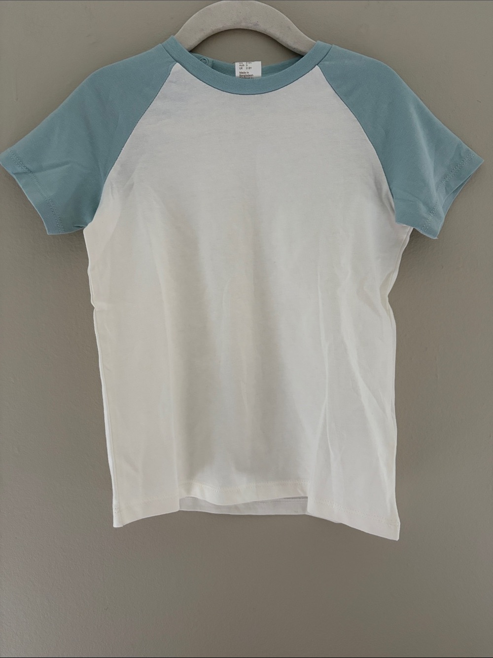H&M Kids Raglan Tee in White and Light Blue 3T